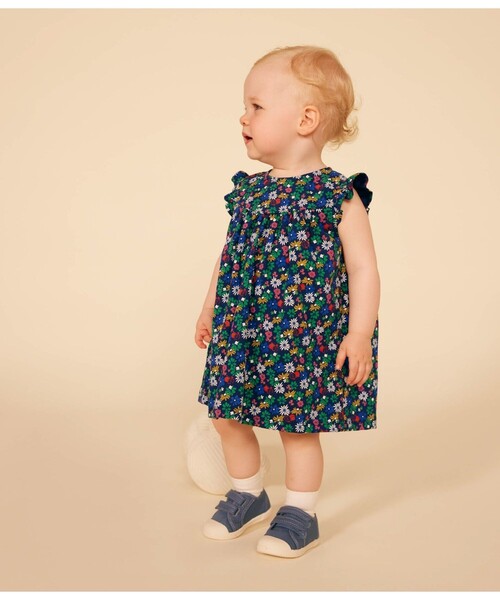 【セール】ライトコットンフラワープリントワンピース（ワンピース）｜PETIT BATEAU（プチバトー）ワンピース