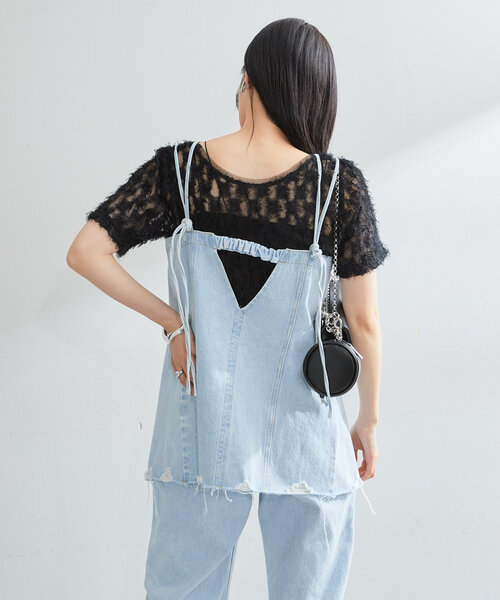 Kastane（カスタネ）の「【7色展開】フェザーチュールTee（Tシャツ/カットソー・レディース・レッド/ブラック/アイボリー/ブルー/ピンク/ミント/ベージュ・FREE）」の22枚目の写真