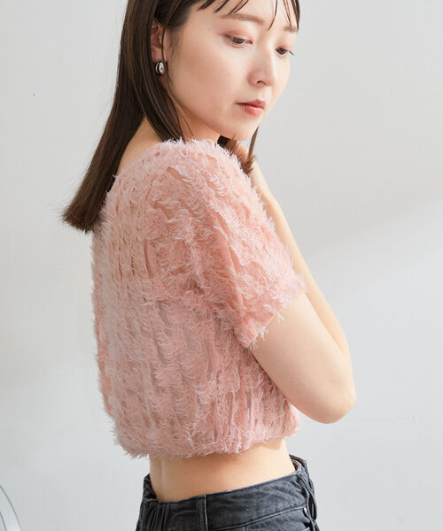（新品）ヘラルボニー　チュールトップス「かお」 セール】【7色展開】フェザーチュールTee（Tシャツ/カットソー
