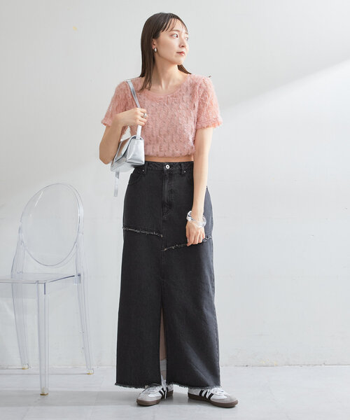 Kastane（カスタネ）の「【7色展開】フェザーチュールTee（Tシャツ/カットソー・レディース・レッド/ブラック/アイボリー/ブルー/ピンク/ミント/ベージュ・FREE）」の8枚目の写真