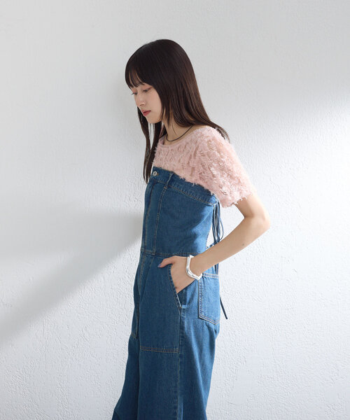 Kastane（カスタネ）の「【7色展開】フェザーチュールTee（Tシャツ/カットソー・レディース・レッド/ブラック/アイボリー/ブルー/ピンク/ミント/ベージュ・FREE）」の13枚目の写真