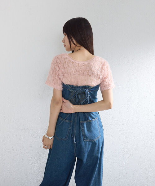 Kastane（カスタネ）の「【7色展開】フェザーチュールTee（Tシャツ/カットソー・レディース・レッド/ブラック/アイボリー/ブルー/ピンク/ミント/ベージュ・FREE）」の14枚目の写真