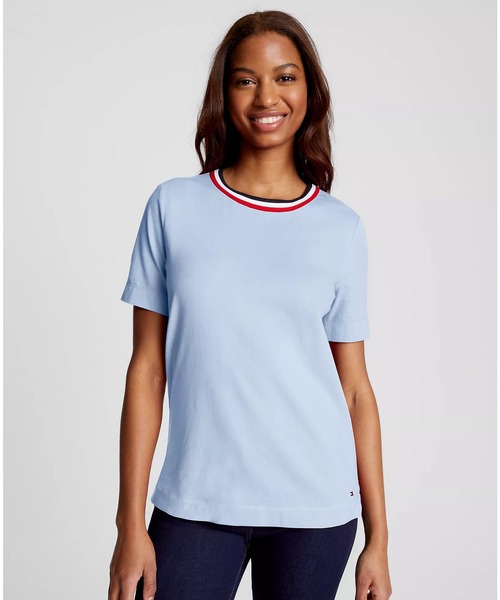 トミーヒルフィガー　オーガニックコットンTシャツ　ライトブルー トミー ヒルフィガー TOMMY HILFIGER フレックス