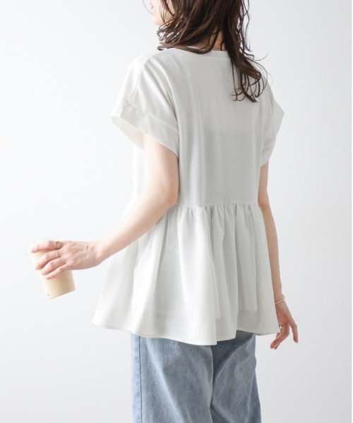 La-gemme(ラジェム)の「異素材MIXペプラムトップス(Tシャツ/カットソー・レディース・ホワイト/ブラック・フリー)」の17枚目の写真