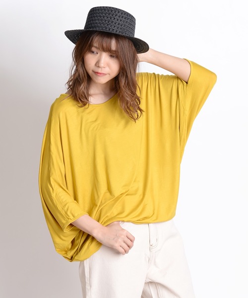 MARAI(マーライ)の「無地 ドルマンカットソー(Tシャツ/カットソー・レディース・グレー/パープル/ブルー/ホワイト/イエロー/ベージュ/グリーン/レッド/ブラック/ピンク・FREE)」の8枚目の写真