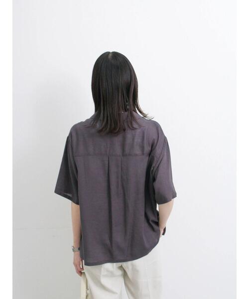 Samansa Mos2 blue（サマンサモスモスブルー）の「【接触冷感】麻レーヨン開襟シャツ（シャツ/ブラウス・レディース・キナリ/チャコールグレー/カーキ/イエロー・F）」の18枚目の写真