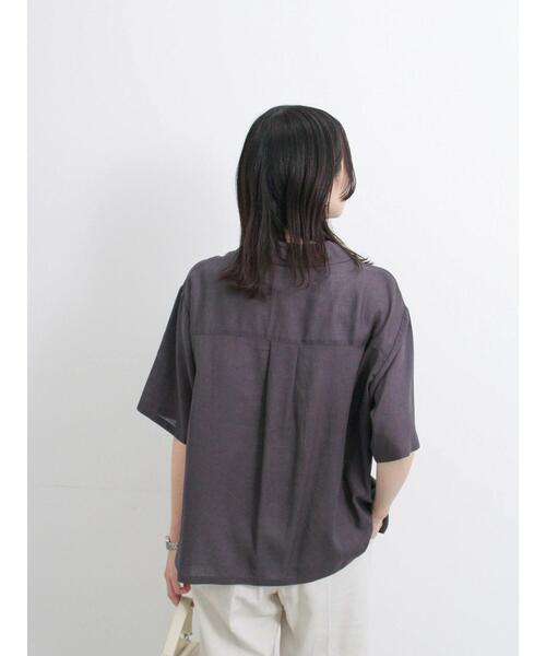 Samansa Mos2 blue（サマンサモスモスブルー）の「【接触冷感】麻レーヨン開襟シャツ（シャツ/ブラウス・レディース・キナリ/チャコールグレー/カーキ/イエロー・F）」の19枚目の写真