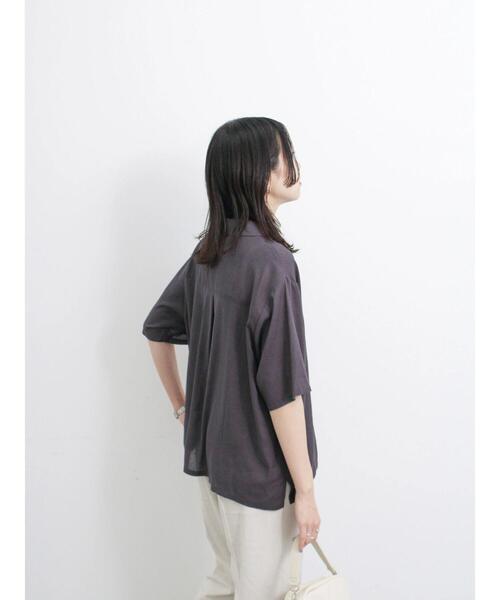 Samansa Mos2 blue（サマンサモスモスブルー）の「【接触冷感】麻レーヨン開襟シャツ（シャツ/ブラウス・レディース・キナリ/チャコールグレー/カーキ/イエロー・F）」の20枚目の写真