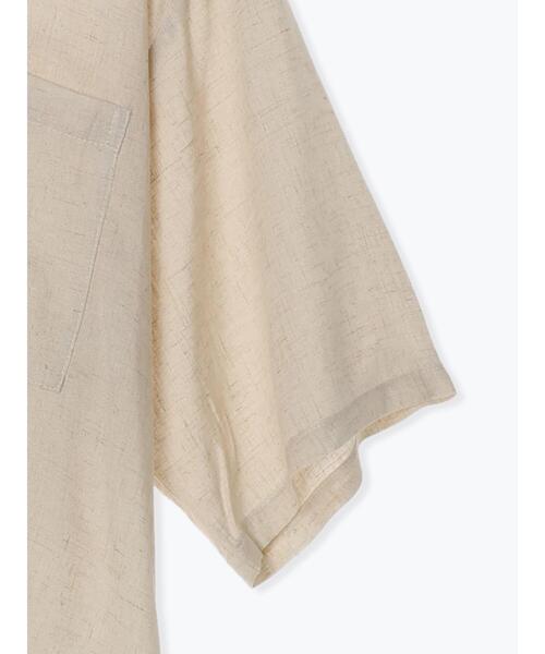 Samansa Mos2 blue（サマンサモスモスブルー）の「【接触冷感】麻レーヨン開襟シャツ（シャツ/ブラウス・レディース・キナリ/チャコールグレー/カーキ/イエロー・F）」の16枚目の写真