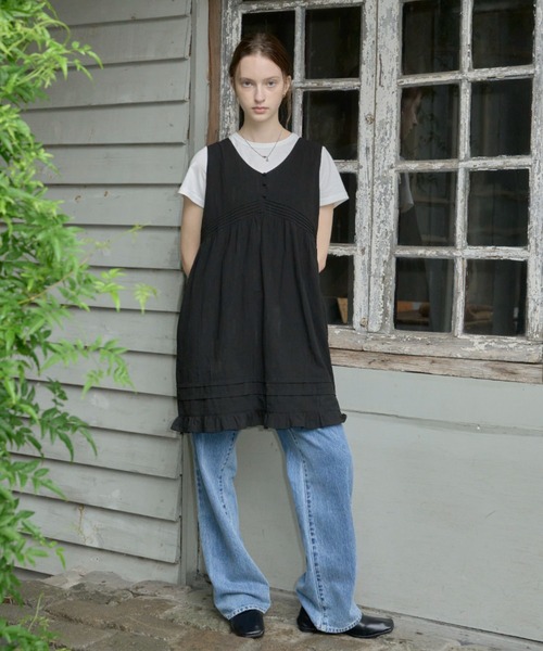 GIUNON（ジウノン）の「pin tuck frill dress / ピンタック