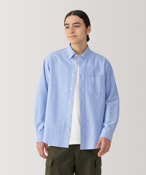 シンメ SS15-06 ﾌﾞﾙｰ 長袖ﾎﾞﾀﾝﾀﾞｳﾝｼｬﾂﾌﾞﾗｳｽ M ダンガリークロスボタンダウンシャツ サックスブルー | SINME