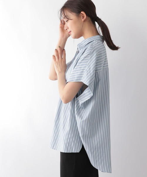 GLOBAL WORK(グローバルワーク)の「お手入れらくらくラメポンチョシャツ半袖/128324(シャツ/ブラウス・レディース・ライトグリーン/ライトブルー・FREE)」の1枚目の写真