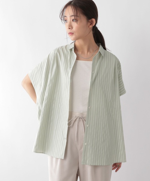 GLOBAL WORK(グローバルワーク)の「お手入れらくらくラメポンチョシャツ半袖/128324(シャツ/ブラウス・レディース・ライトグリーン/ライトブルー・FREE)」の2枚目の写真