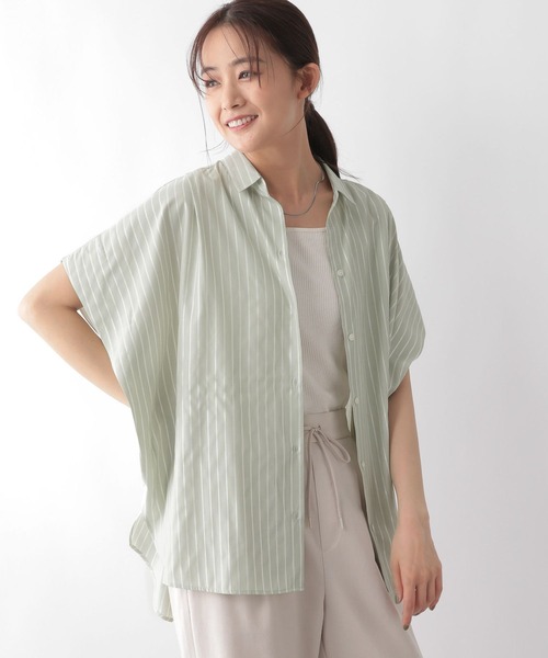 GLOBAL WORK(グローバルワーク)の「お手入れらくらくラメポンチョシャツ半袖/128324(シャツ/ブラウス・レディース・ライトグリーン/ライトブルー・FREE)」の7枚目の写真