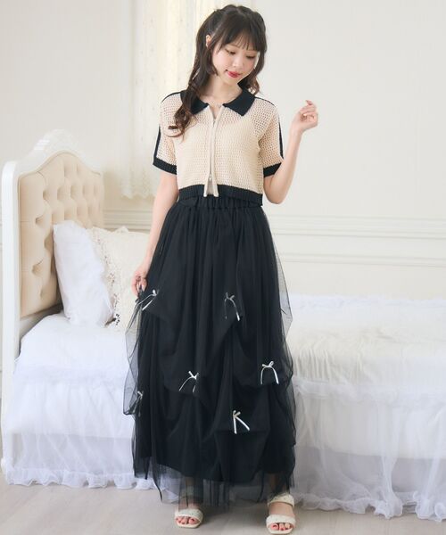 ems excite（エムズエキサイト）の「ラインメッシュZIPNT（ニット/セーター・レディース・ブルー/ブラック/ナチュラル・FREE）」の5枚目の写真