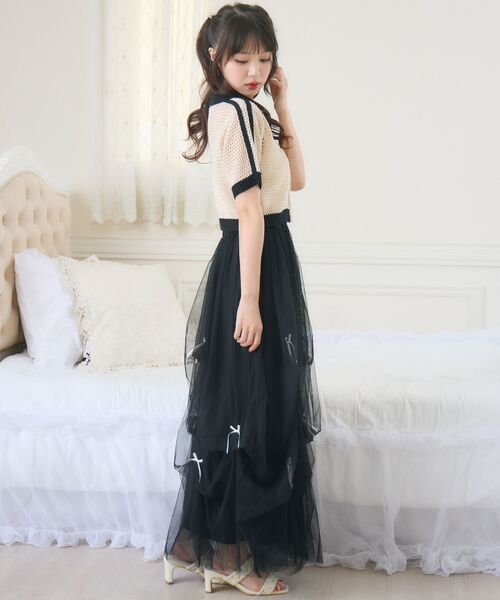 ems excite（エムズエキサイト）の「ラインメッシュZIPNT（ニット/セーター・レディース・ブルー/ブラック/ナチュラル・FREE）」の6枚目の写真