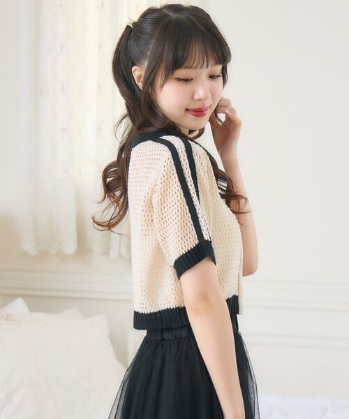 ems excite（エムズエキサイト）の「ラインメッシュZIPNT（ニット/セーター・レディース・ブルー/ブラック/ナチュラル・FREE）」の10枚目の写真