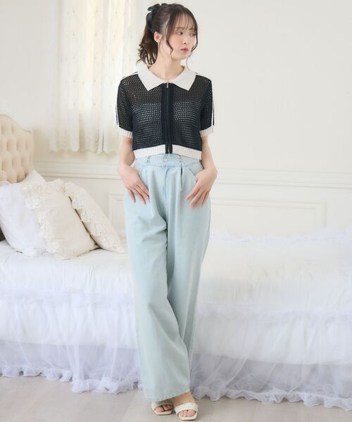 ems excite（エムズエキサイト）の「ラインメッシュZIPNT（ニット/セーター・レディース・ブルー/ブラック/ナチュラル・FREE）」の14枚目の写真