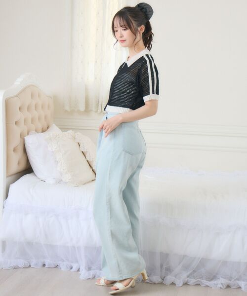 ems excite（エムズエキサイト）の「ラインメッシュZIPNT（ニット/セーター・レディース・ブルー/ブラック/ナチュラル・FREE）」の16枚目の写真