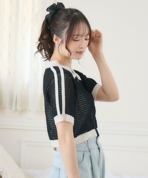 ems excite（エムズエキサイト）の「ラインメッシュZIPNT（ニット/セーター・レディース・ブルー/ブラック/ナチュラル・FREE）」の19枚目の写真
