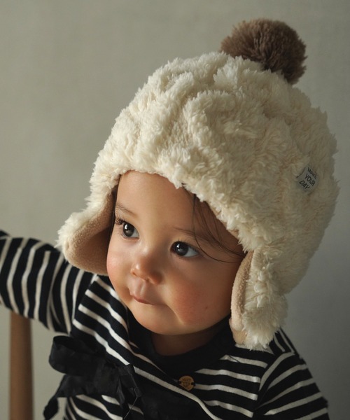 MAKE YOUR DAY（メイクユアデイ）の「ボアワッチキャップ（キャップ・キッズ・ダークグリーン/アイボリー/ラベンダー/ブラウン・XS/S/M/L）」の3枚目の写真