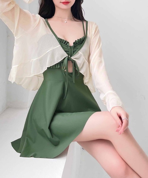 NANEA(ナネア)の「シアーガーディガン付き 2点セットスイムウェア(水着・レディース・ライム/グリーン/ブラック・X-LARGE/LARGE/MEDIUM/SMALL)」の20枚目の写真
