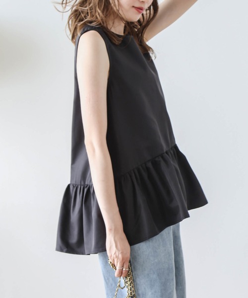 AMELY（エミリー）の「ノースリーブペプラムトップス（Tシャツ/カットソー・レディース・ブラック/ホワイト・フリー）」の22枚目の写真