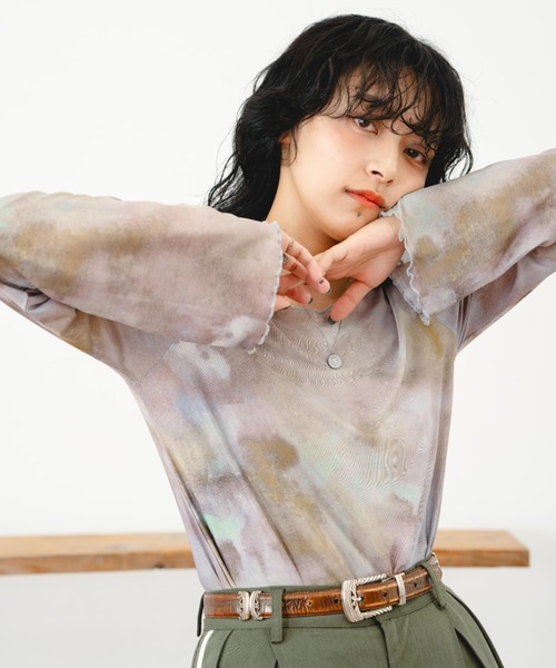 eLur（エラー）の「シアートップス（Tシャツ/カットソー・レディース・グレー/ブラウン・FREE）」の2枚目の写真