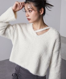 nui nullu（ヌイヌル）の「【nui nullu】カットデザインショートシャギーニット（ニット/セーター）」