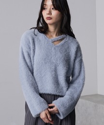 【nui nullu】カットデザインショートシャギーニット