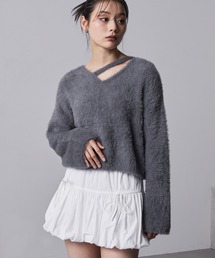 【nui nullu】カットデザインショートシャギーニット