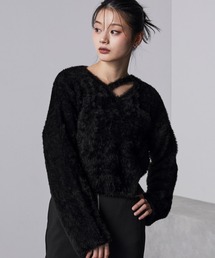 【nui nullu】カットデザインショートシャギーニット