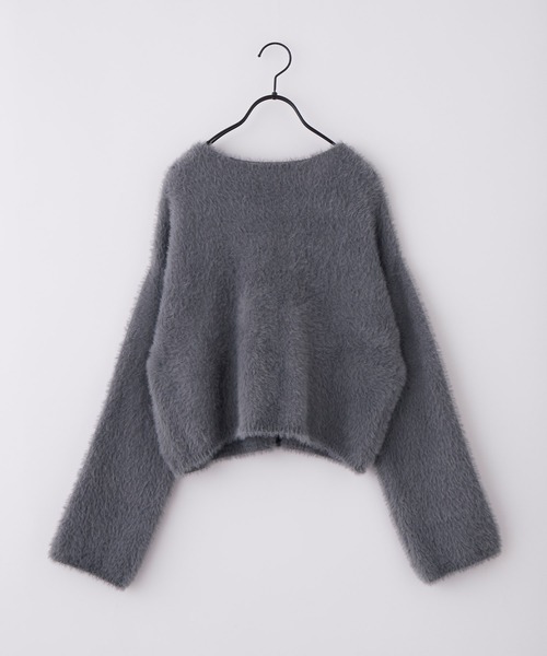 nui nullu（ヌイヌル）の「【nui nullu】カットデザインショートシャギーニット（ニット/セーター・レディース・ピンク/ホワイト/ブルー/グレー/ブラック/ダークグレー・FREE）」の12枚目の写真