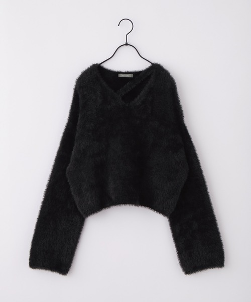 nui nullu（ヌイヌル）の「【nui nullu】カットデザインショートシャギーニット（ニット/セーター・レディース・ピンク/ホワイト/ブルー/グレー/ブラック/ダークグレー・FREE）」の7枚目の写真