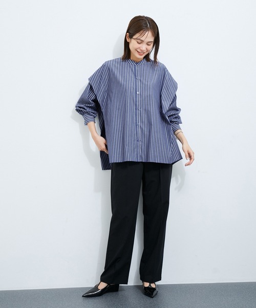 LE CERCLE par rope'（ルセルクルパーロペ）の「タックバンドカラーシャツ（シャツ/ブラウス・レディース・ブルー系その他5/ホワイト/ブラウン系その他3・FREE）」の19枚目の写真