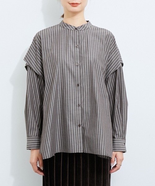 LE CERCLE par rope'（ルセルクルパーロペ）の「タックバンドカラーシャツ（シャツ/ブラウス・レディース・ブルー系その他5/ホワイト/ブラウン系その他3・FREE）」の13枚目の写真