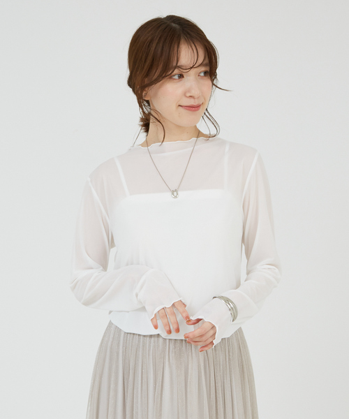 abahouse mavie(アバハウスマヴィ)の「【シアートップス】シアーメロウプルオーバー(Tシャツ/カットソー・レディース・グレイッシュブルー/ブラック/ホワイト・フリー)」の5枚目の写真