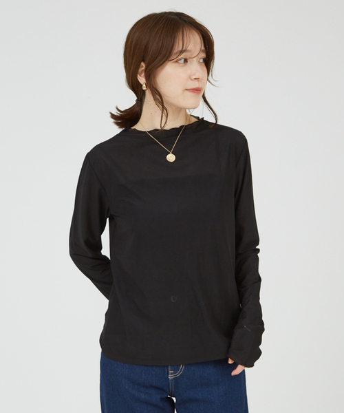 abahouse mavie(アバハウスマヴィ)の「【シアートップス】シアーメロウプルオーバー(Tシャツ/カットソー・レディース・グレイッシュブルー/ブラック/ホワイト・フリー)」の13枚目の写真