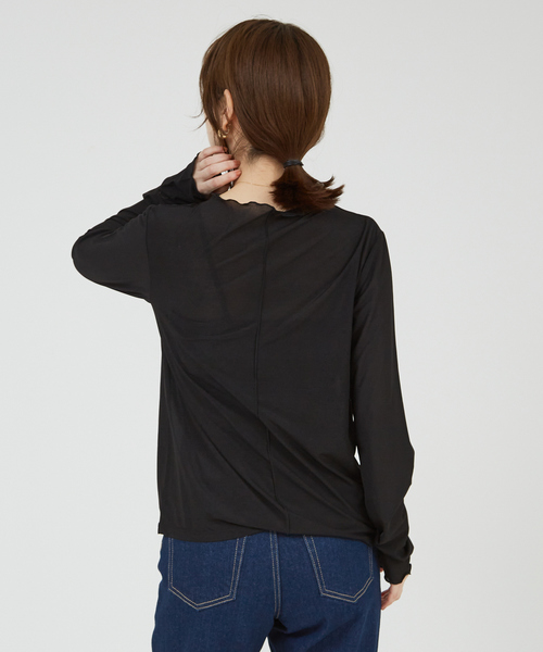 abahouse mavie(アバハウスマヴィ)の「【シアートップス】シアーメロウプルオーバー(Tシャツ/カットソー・レディース・グレイッシュブルー/ブラック/ホワイト・フリー)」の11枚目の写真