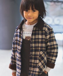 BEAMS mini | 裏ボア チェック カバーオール 2024FW（90～150cm）(ブルゾン)