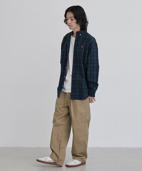 coen（コーエン）の「ワンポイントベア刺繍チェックシャツ（シャツ/ブラウス・メンズ・ダークグリーン/レッド・S/M/L/XL）」の9枚目の写真