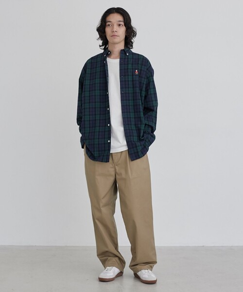 coen（コーエン）の「ワンポイントベア刺繍チェックシャツ（シャツ/ブラウス・メンズ・ダークグリーン/レッド・S/M/L/XL）」の7枚目の写真