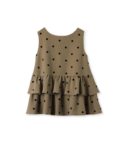 VICKY / ビッキー 【セットアップ対応】ドットプリントティアードペプラムタンク VICKY｜【セットアップ対応】ドットプリントティアードペプラム