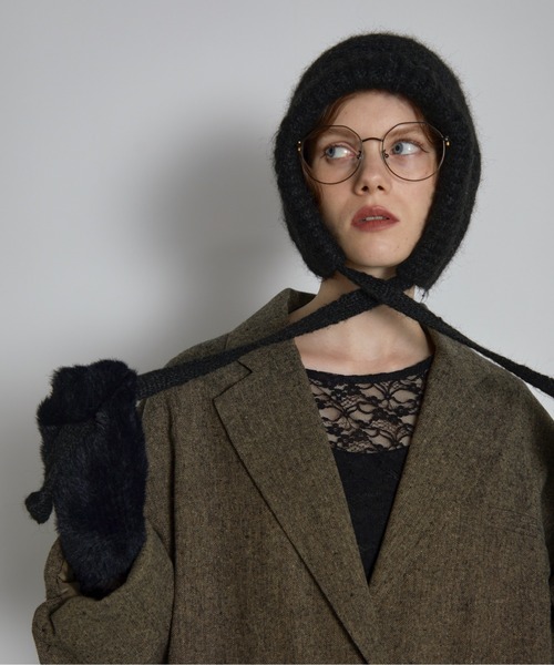 THE YOn（ザヨン）の「2WAYポーチ変形ニットキャップ（ニットキャップ/ビーニー・レディース・アイボリー/ブラック/マルチ・FREE）」の17枚目の写真