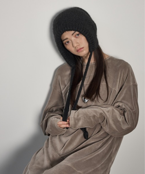 THE YOn（ザヨン）の「2WAYポーチ変形ニットキャップ（ニットキャップ/ビーニー・レディース・アイボリー/ブラック/マルチ・FREE）」の6枚目の写真