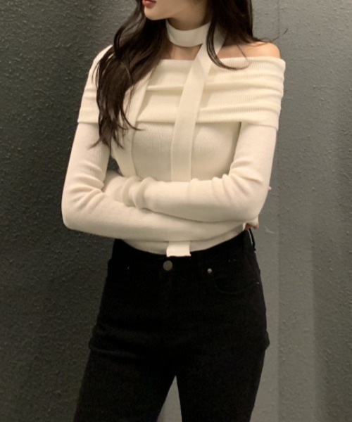 FREE STYLISTS(フリー スタイリスト)の「YUGA_YGMC ボリュームオフショルダーPO(ニット/セーター・レディース・ホワイト/ブラック系その他/ブラック・FREE)」の10枚目の写真