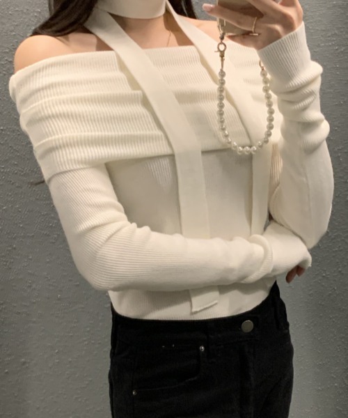 FREE STYLISTS(フリー スタイリスト)の「YUGA_YGMC ボリュームオフショルダーPO(ニット/セーター・レディース・ホワイト/ブラック系その他/ブラック・FREE)」の5枚目の写真