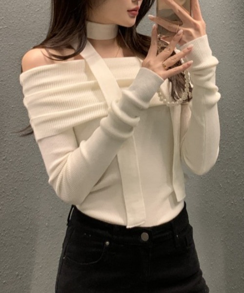 FREE STYLISTS(フリー スタイリスト)の「YUGA_YGMC ボリュームオフショルダーPO(ニット/セーター・レディース・ホワイト/ブラック系その他/ブラック・FREE)」の4枚目の写真