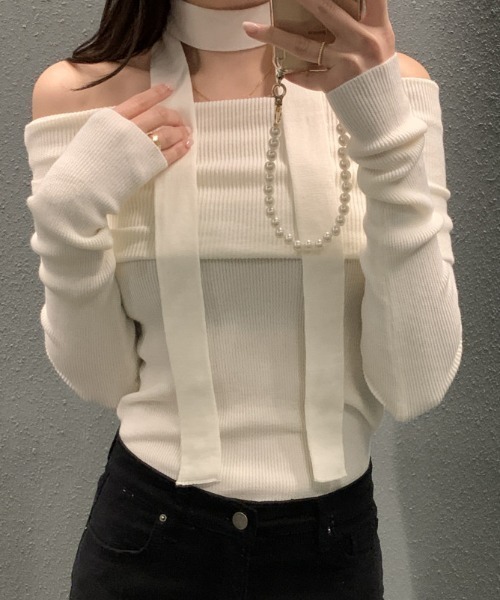 FREE STYLISTS(フリー スタイリスト)の「YUGA_YGMC ボリュームオフショルダーPO(ニット/セーター・レディース・ホワイト/ブラック系その他/ブラック・FREE)」の6枚目の写真