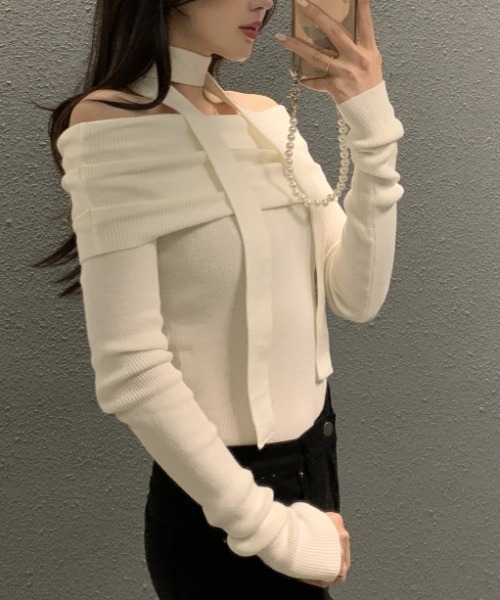 FREE STYLISTS(フリー スタイリスト)の「YUGA_YGMC ボリュームオフショルダーPO(ニット/セーター・レディース・ホワイト/ブラック系その他/ブラック・FREE)」の11枚目の写真
